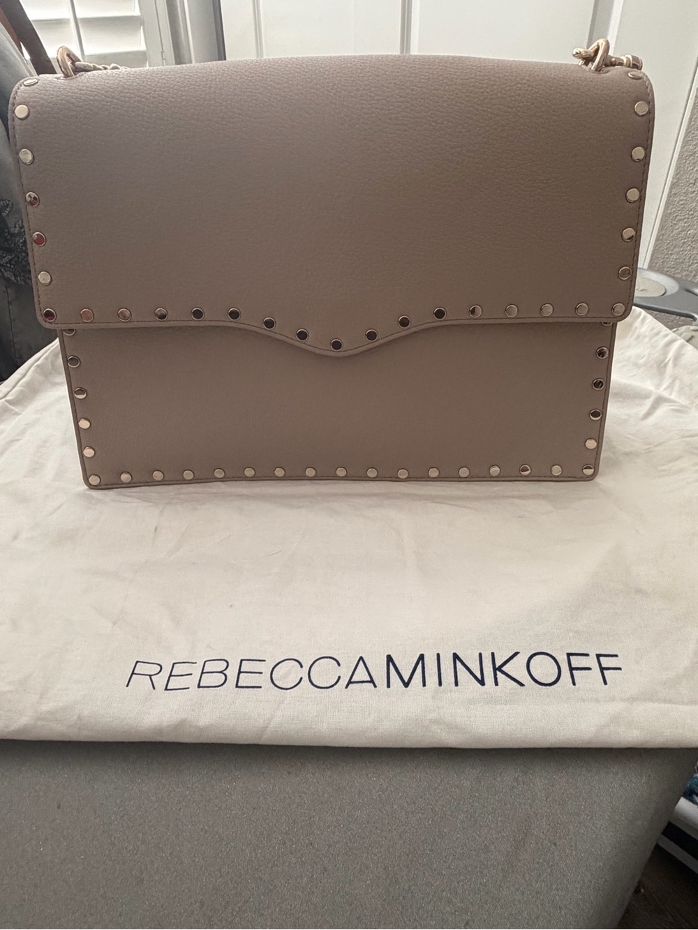 NWT Rebecca Minkoff Women's Taupe Studded Shoulder Bag